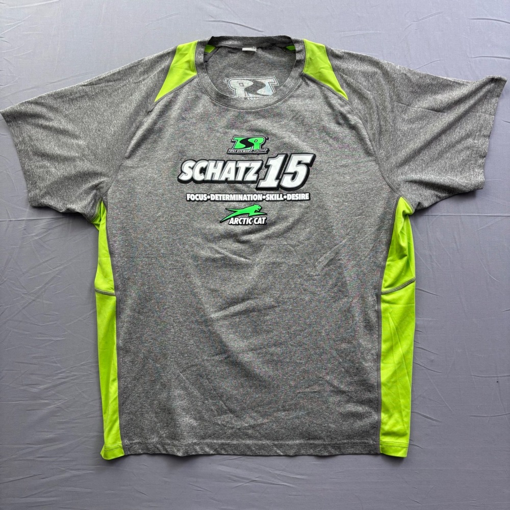 Tony Stewart Racing Donny Schatz Shirt Mens XL Arctic Cat Ford Gray Neon Green